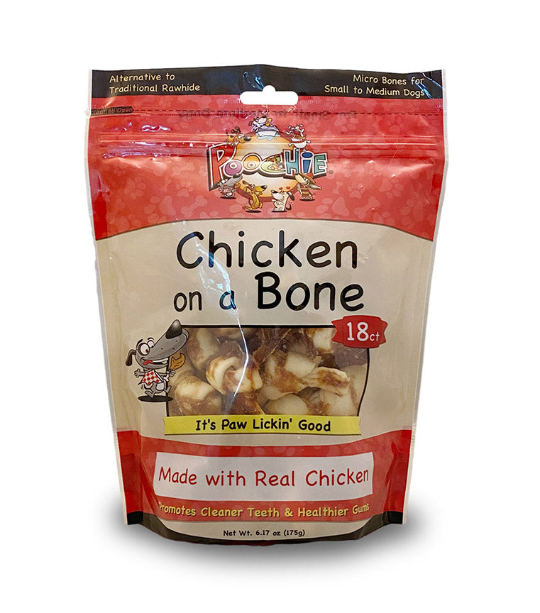 Poochie- Chicken On A Bone 18 CT- Micro Bones