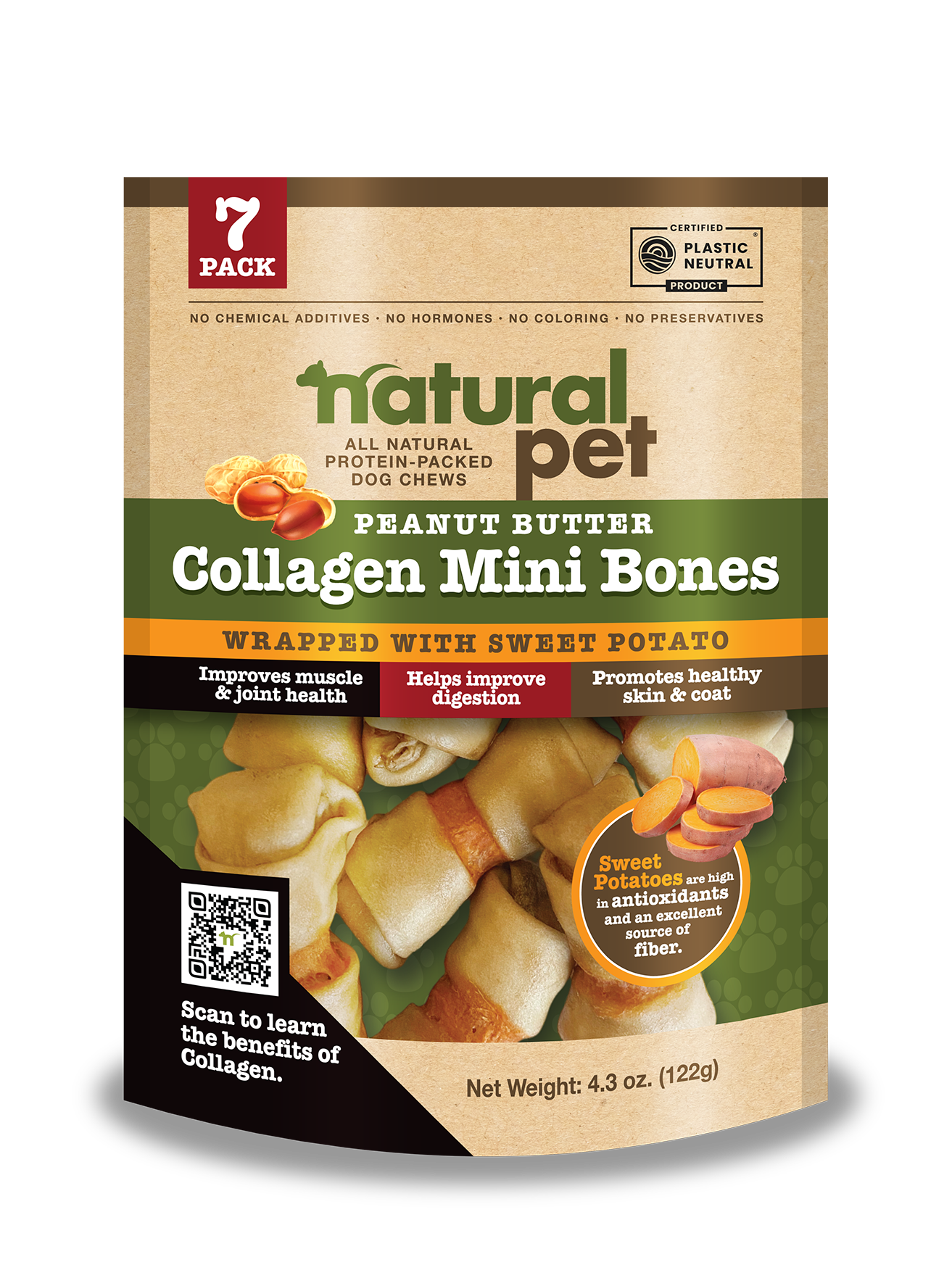 Natural Pet Collagen- Peanut Butter Mini Bones W/ Sweet Potato