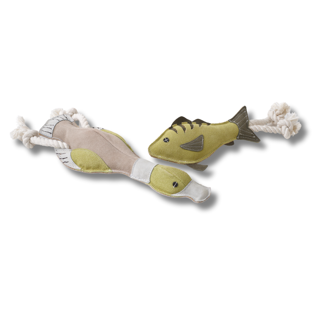 Natural Pet- Leather Duck W/ Rope