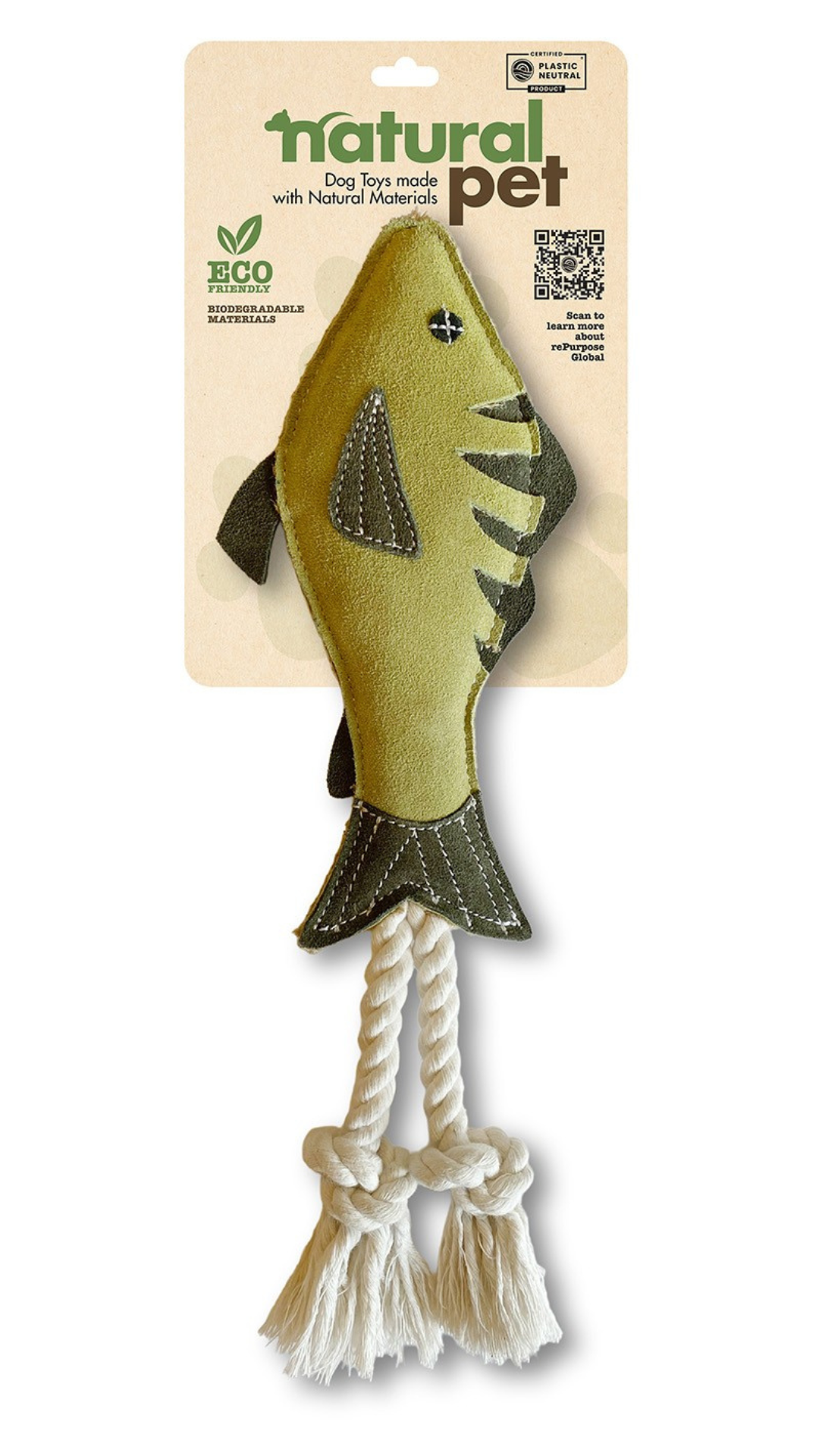 dog fish accessory Natural Pet- Leather Fish W/ Rope – Barkbuddiez
