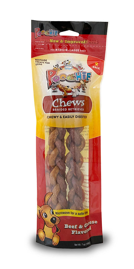 Poochie- Beef & Cheese Braided Sticks 2 CT