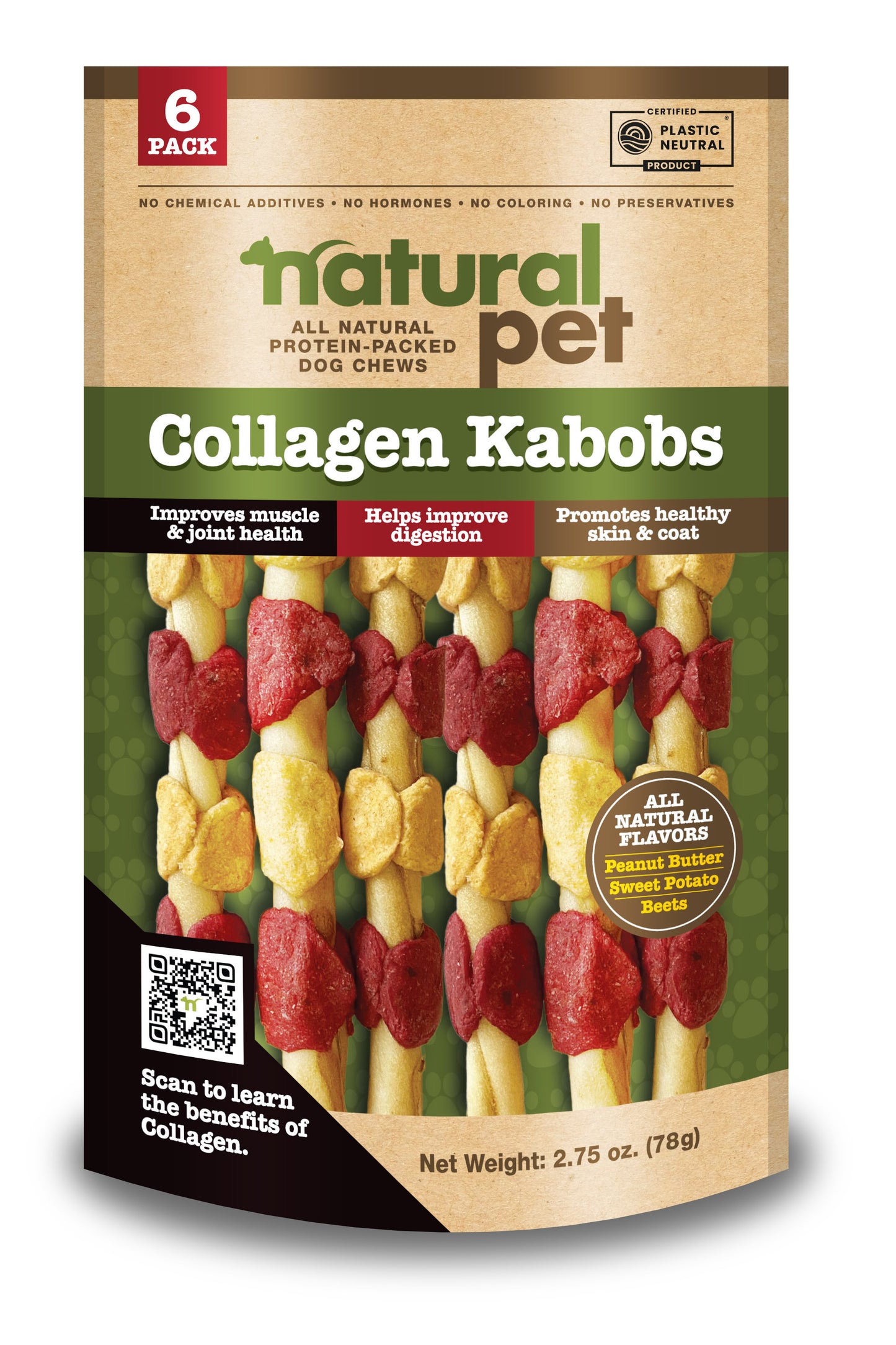 Natural Pet Collagen- Kabobz 6 CT