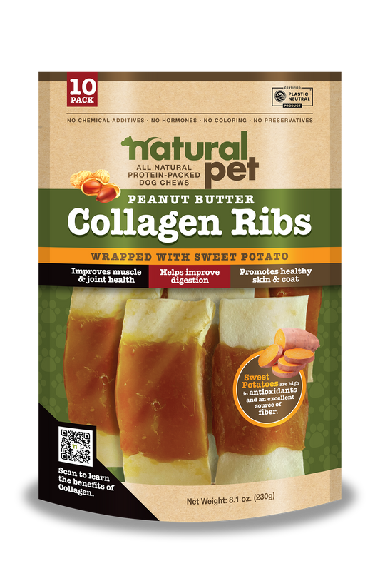 Natural Pet Collagen- Peanut Butter Ribs W/ Sweet Potato 10 CT