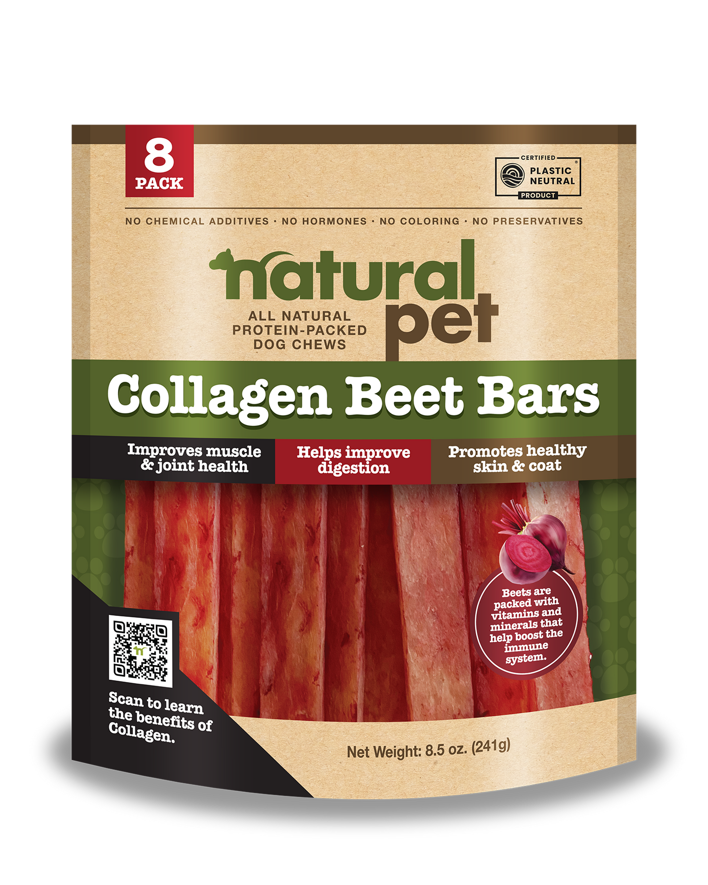 Natural Pet Collagen- Beet Bars 8 CT