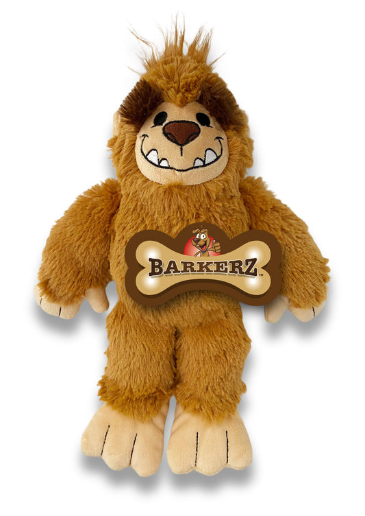 barkbuddiez barkerz bigfoot plush dog toy