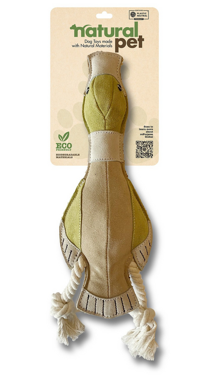 Natural Pet- Leather Duck W/ Rope